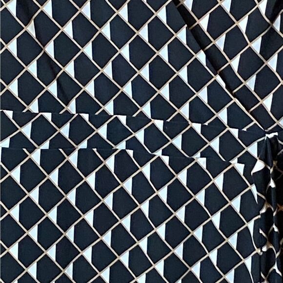 Tommy Hilfiger Wm’s Sz 4 Jersey White All Over Diamond Side Tie Faux Wrap Dress - Picture 5 of 8